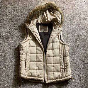 Coat Vest with Faux Fur Trim